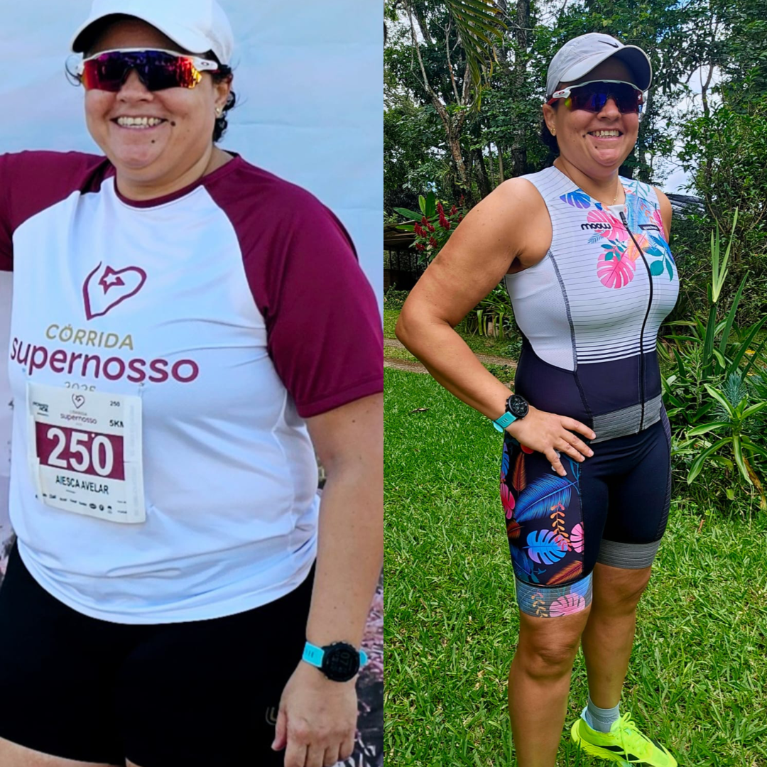 Antes e depois, Aiesca perdeu 25kg
